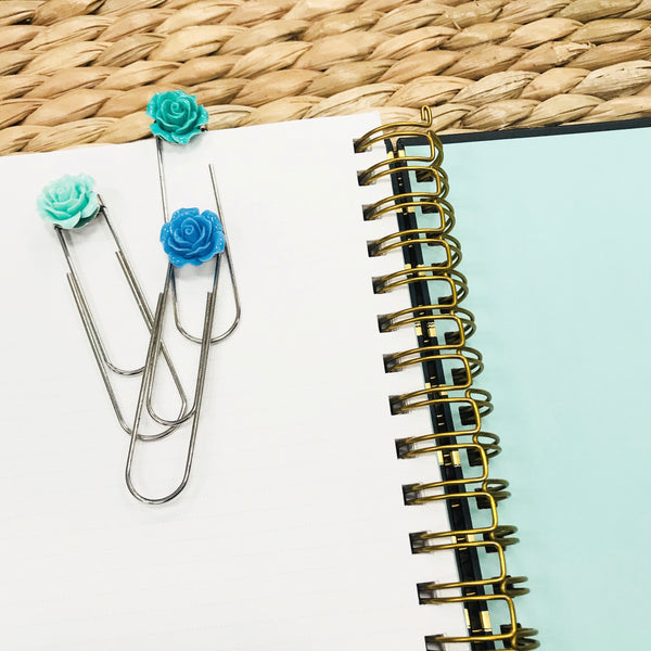Flower Jumbo Paper Clip Bookmarks - color choices