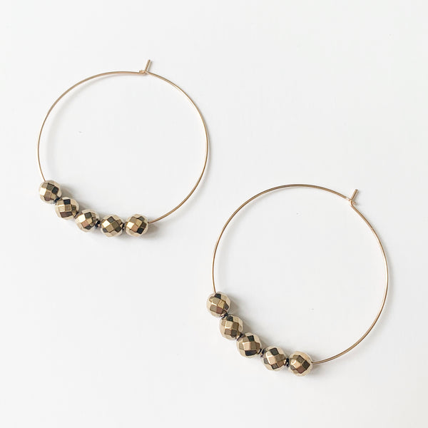 Gold Luster Beaded Hoop Earrings - large