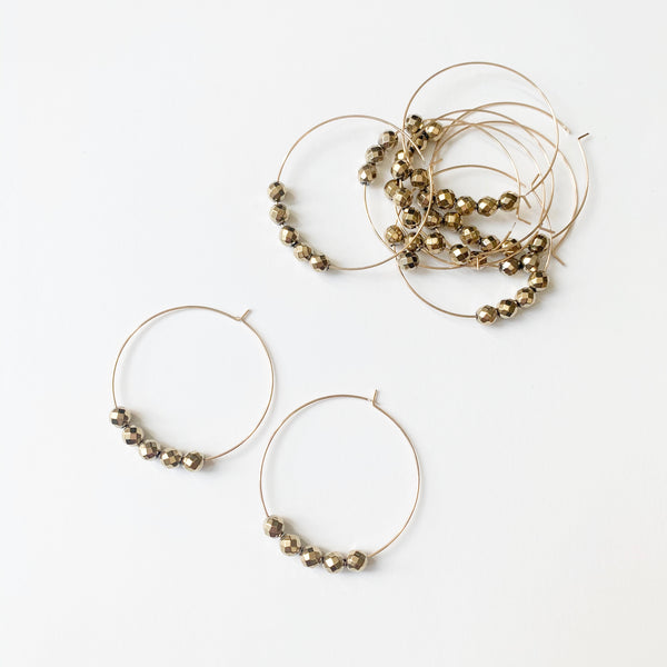 Gold Luster Beaded Hoop Earrings - large
