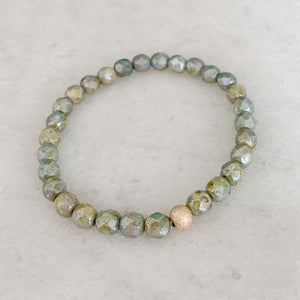 Olive Glass Stretch Bracelet