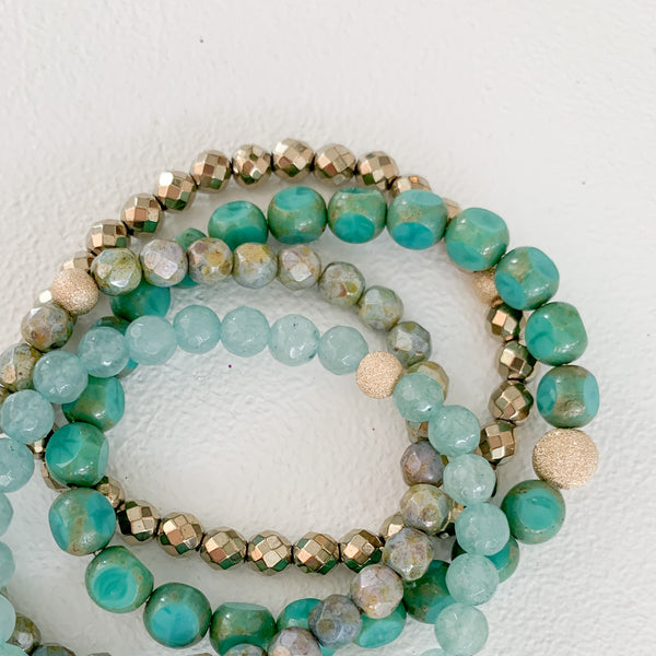Seaglass Semi Precious Quartzite Stretch Bracelet