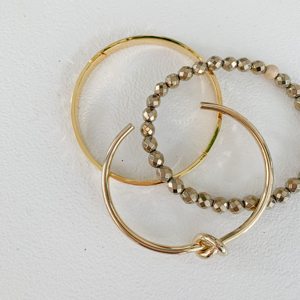 Gold Luster Semi Precious Stretch Bracelet