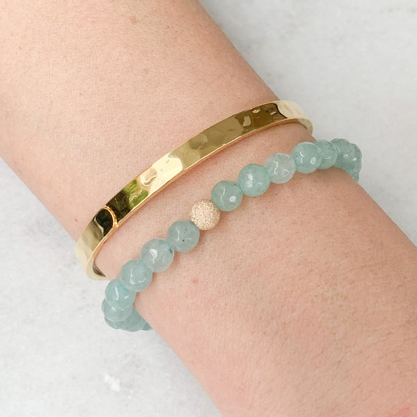 Seaglass Semi Precious Quartzite Stretch Bracelet