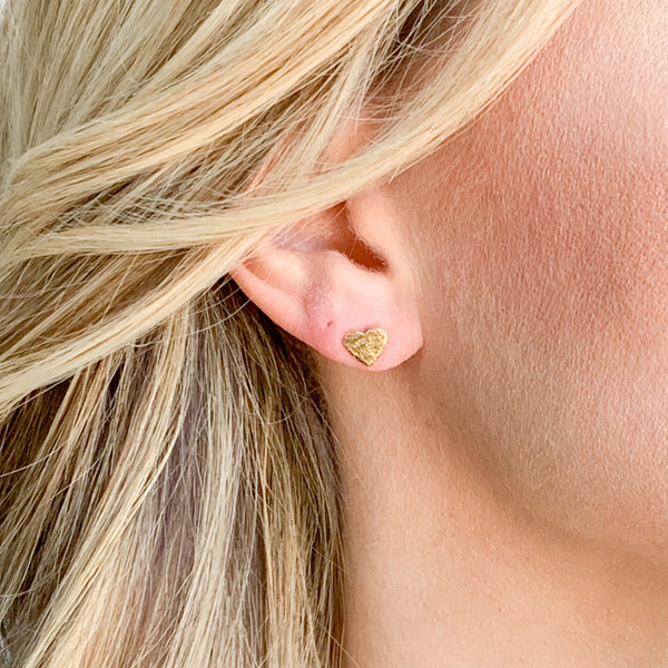 Minimalist Heart Stud Earrings GOLD or SILVER
