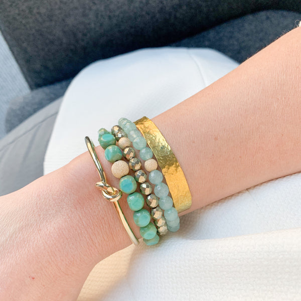 Seaglass Semi Precious Quartzite Stretch Bracelet