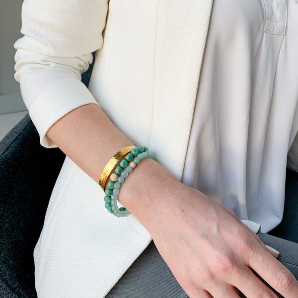 Seaglass Semi Precious Quartzite Stretch Bracelet