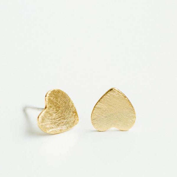 Minimalist Heart Stud Earrings GOLD or SILVER