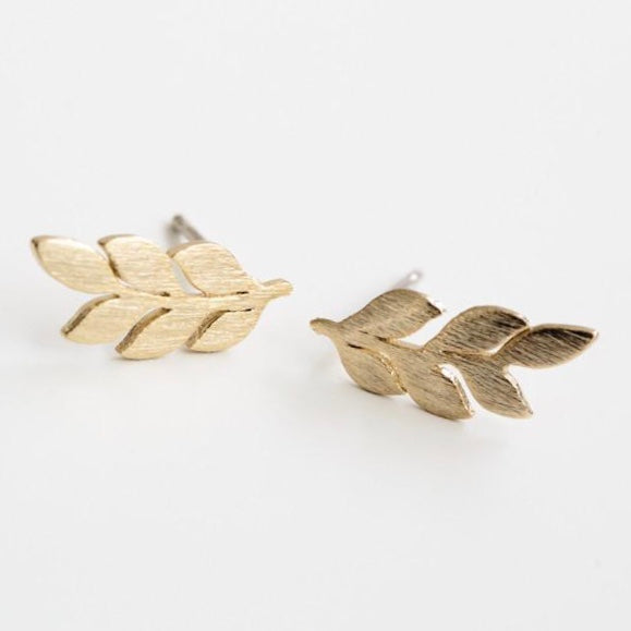 Minimalist Leaf Stud Earrings GOLD or SILVER