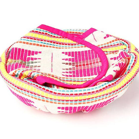 Pink star Tortilla/Bread Basket With Cane Basket - 9 Inches