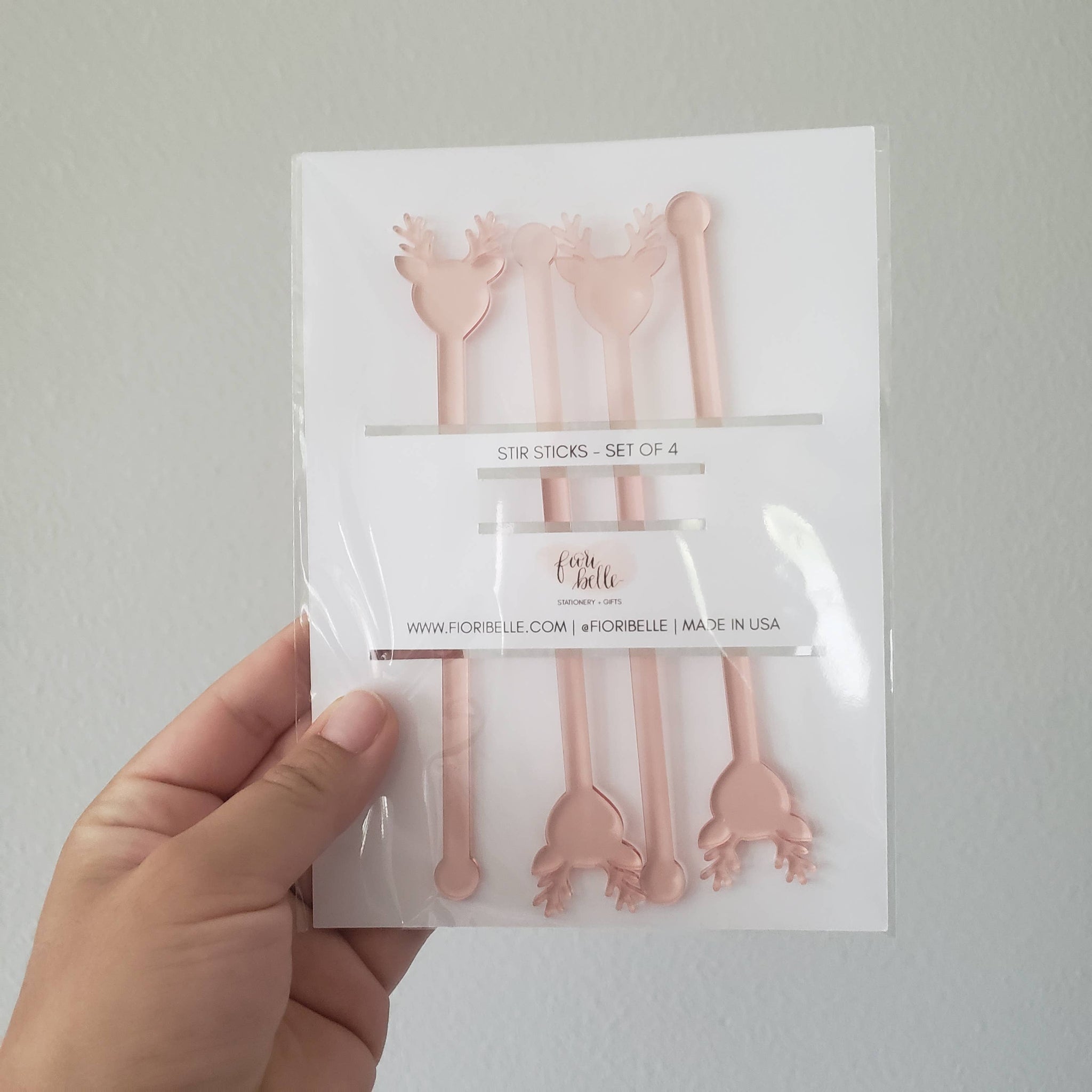 Acrylic Drink Stirrers - Blush Reindeer