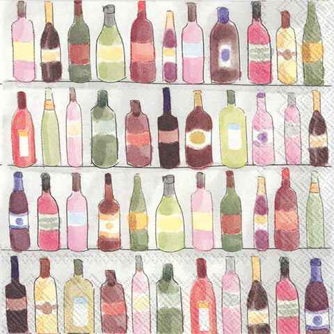 Paper Cocktail Napkins - Wine Shelves