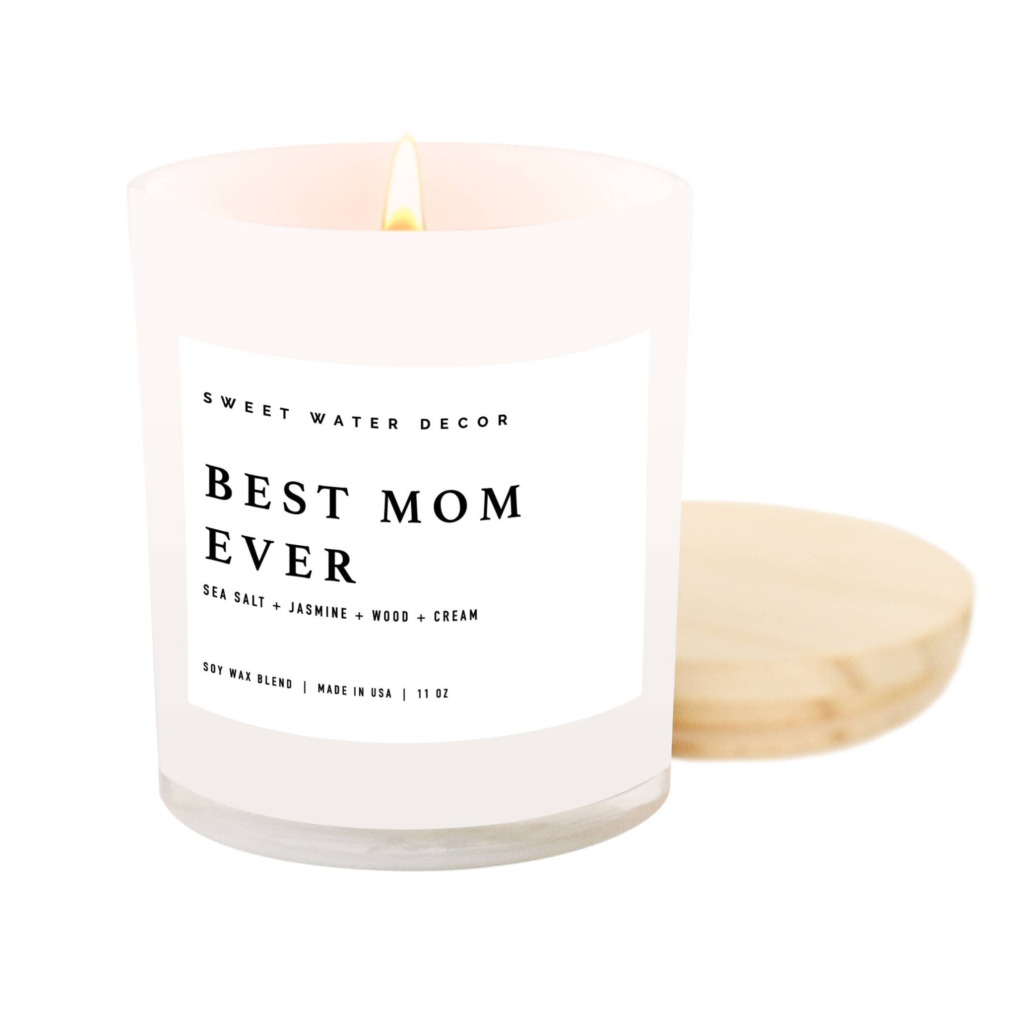 Soy Candle - Best Mom Ever! - White Jar + Wood Lid
