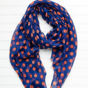 Game Day Polkadot Scarf - navy & orange