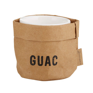 Washable Paper Holder & Ceramic Dish - "GUAC"