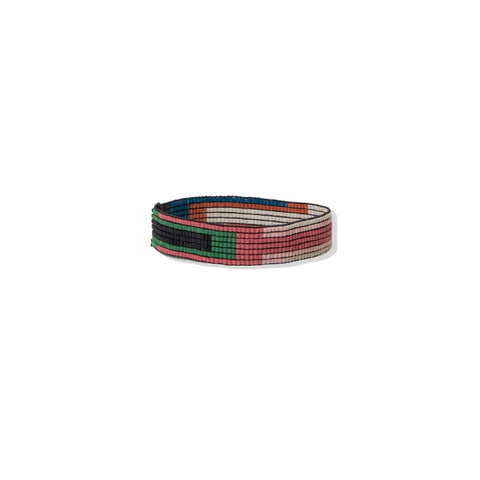 Bracelet - Color Block Luxe Stretch Thin, Peacock Rust Black