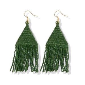 Earrings - Luxe Fringe, Emerald Green