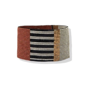 Bracelet - Block Stripe Stretch Wide, Rust