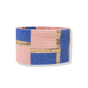 Bracelet - Color Block Stretch Wide, Lapis Blush Gold