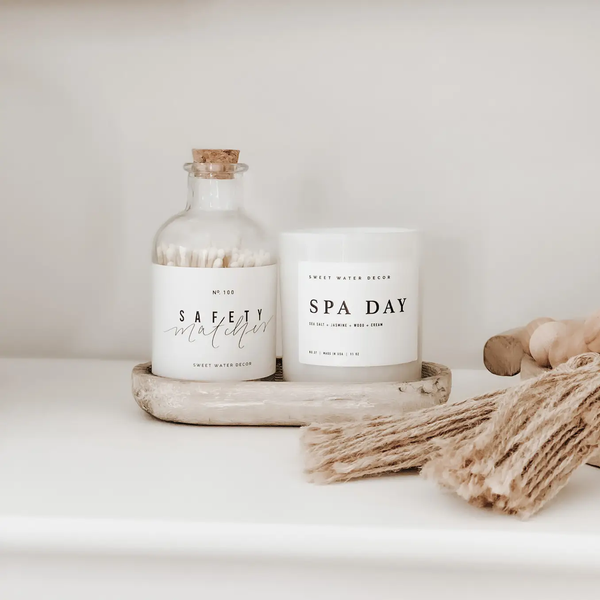 Soy Candle - Spa Day - White Jar + Wood Lid