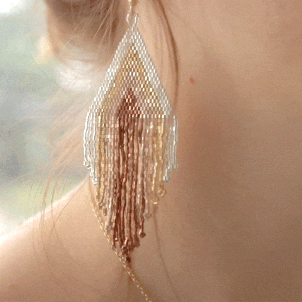Earrings - Stripe Fringe, Metallic