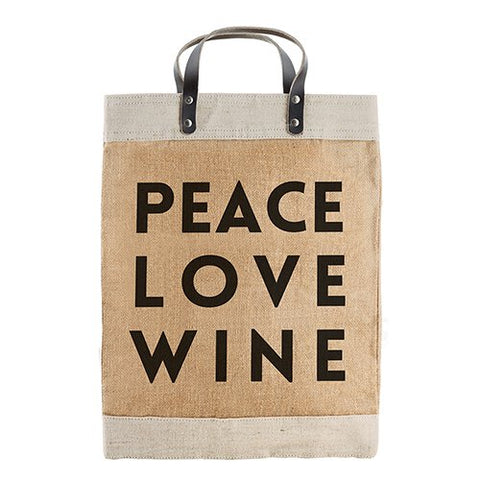 Market Tote - PEACE LOVE WINE